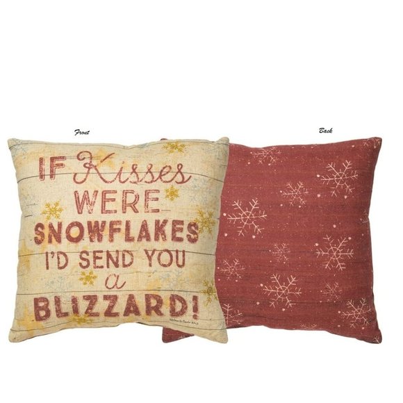 If Kisses Were Snowflakes Pillow - 15 Inch Square Decorative Throw Pillow - Picture 1 of 3